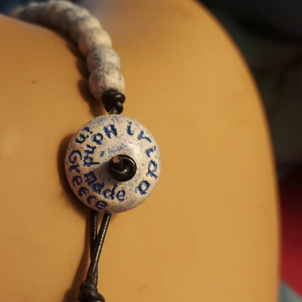 Leros Turquoise Clay Ombre Beaded Boho Necklace Handmade Greece